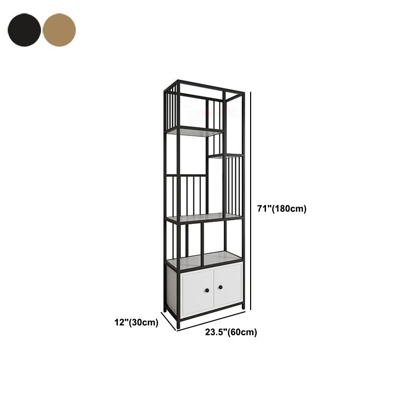 Modern Fioor Metal Shelf Bookcase Vertical Open Book Shelf with Cabinets