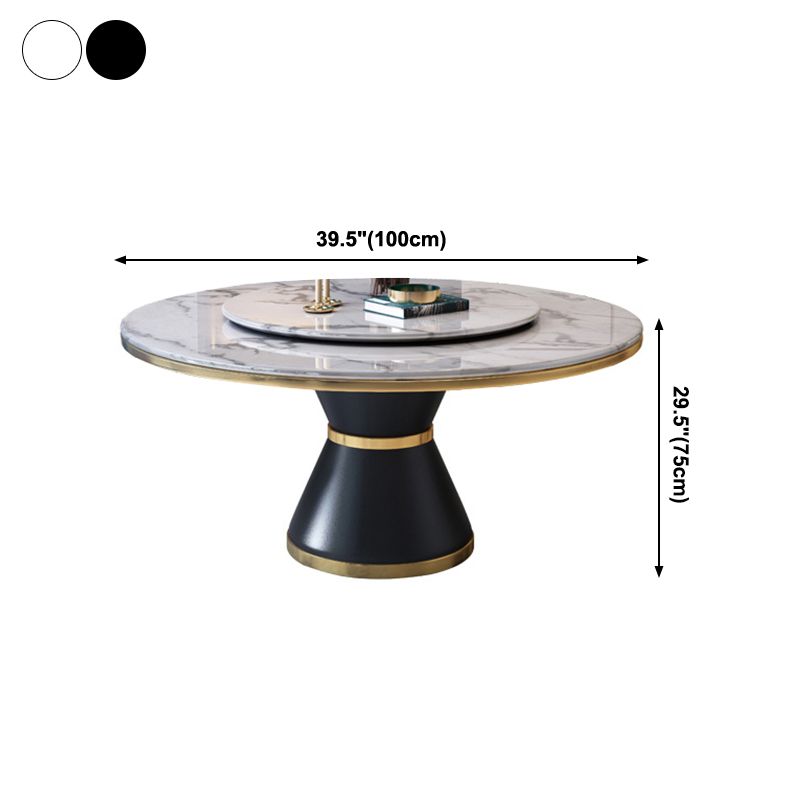 Glam Marble Round Shape Table Kitchen Dining Table with Pedestal Base