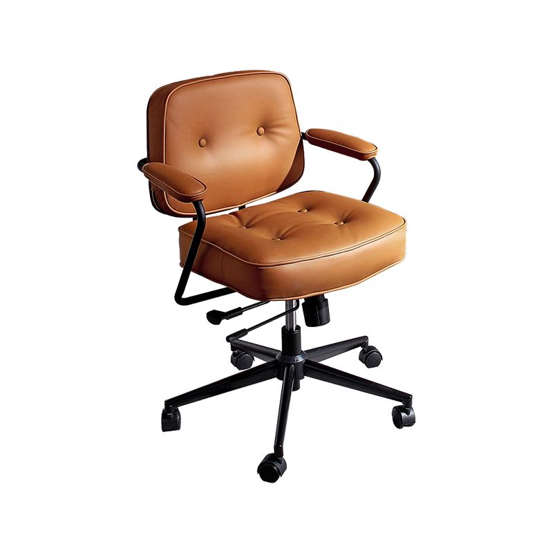 Modern Fixed Arms Conference Chair Leather Task Chair for Office