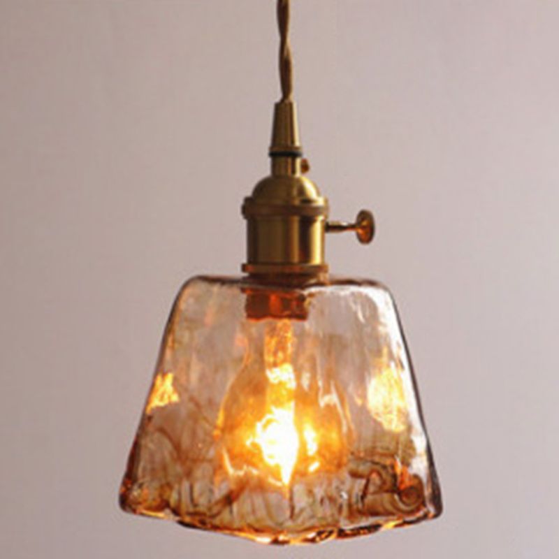 Vintage 1 Light Pendant  Lamp Amber Alabaster Glass Pendant Lighting  for Living Room