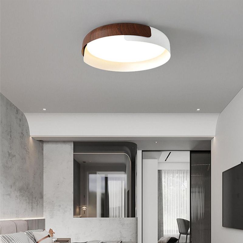 1-Light Contemporary Flush Mount Lighting LED Ceiling Light in Black/White