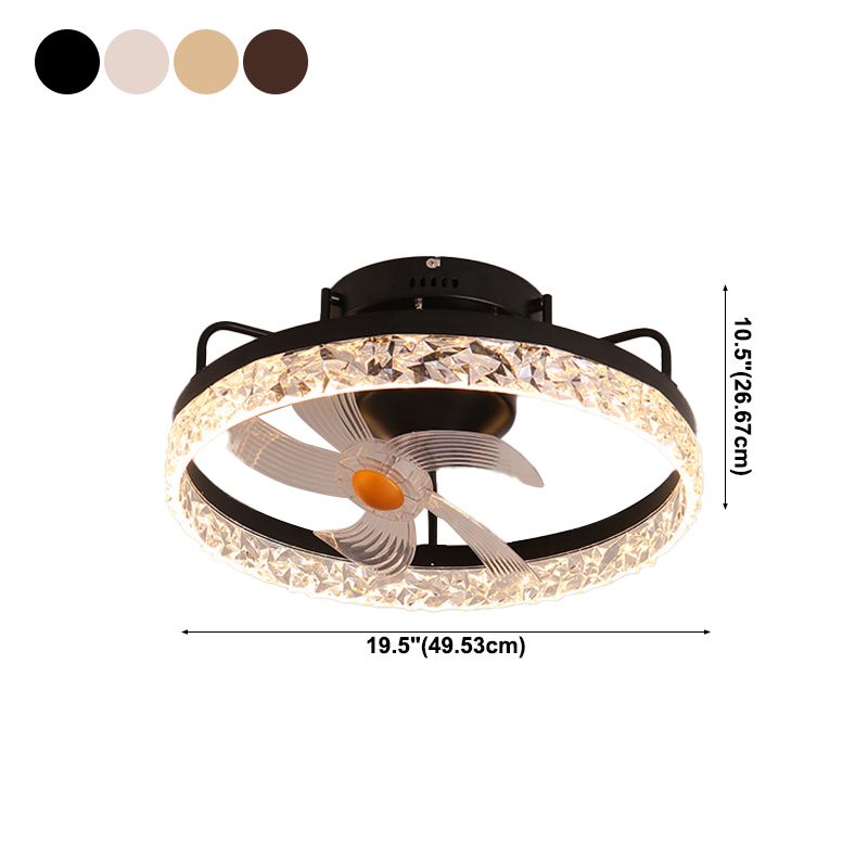 Circle Metal Ceiling Fan Light Simple LED Ceiling Light Fixture for Bedroom