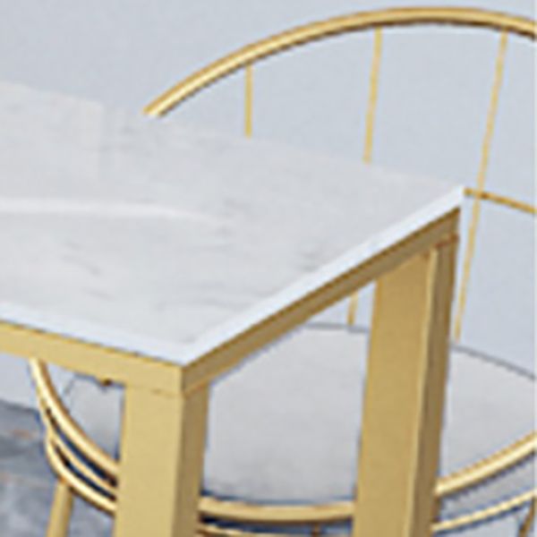 Stone Bar Dining Table Glam Rectangle Bar Table with Trestle for Restaurant