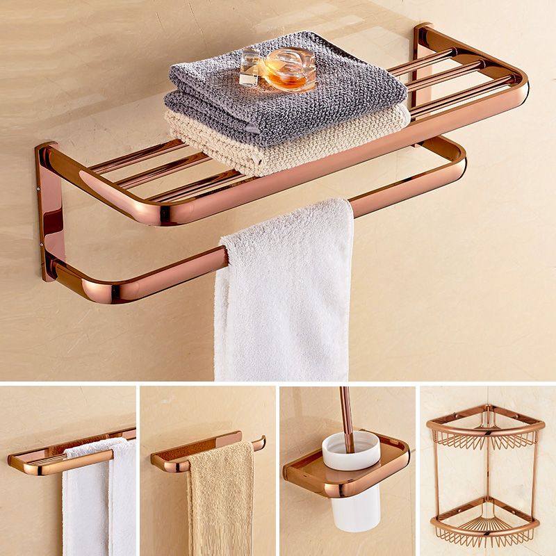 5-Piece Vintage Bathroom Accessory Set Brass Bath Hardware Set