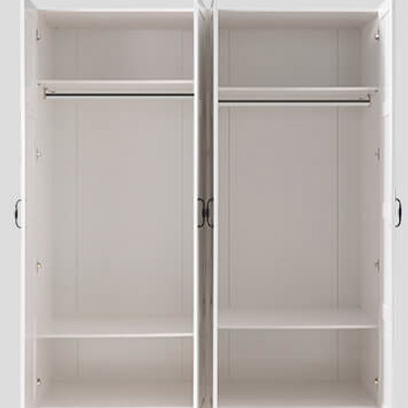 White Wardrobe Closet with Garment Rod Manufactured Wood Youth Armoire