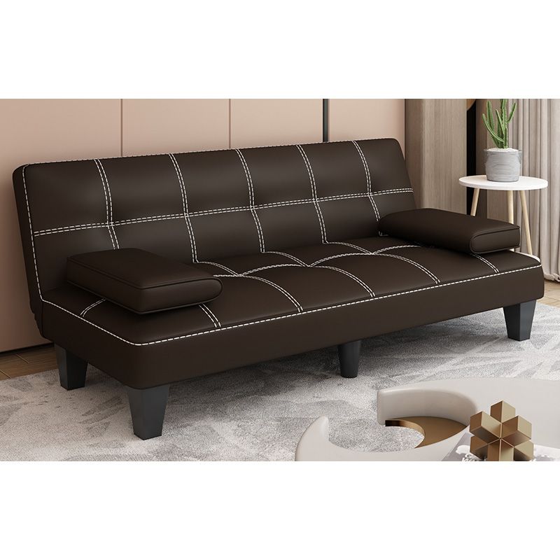 Contemporary Armless Sectional Leather Tufted Convertible Sofa  for Living Room