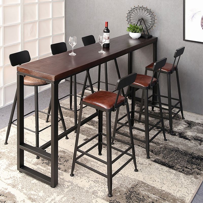 Industrial Bar Dining Table Pine Wood Bar Dining Table with Trestle Base