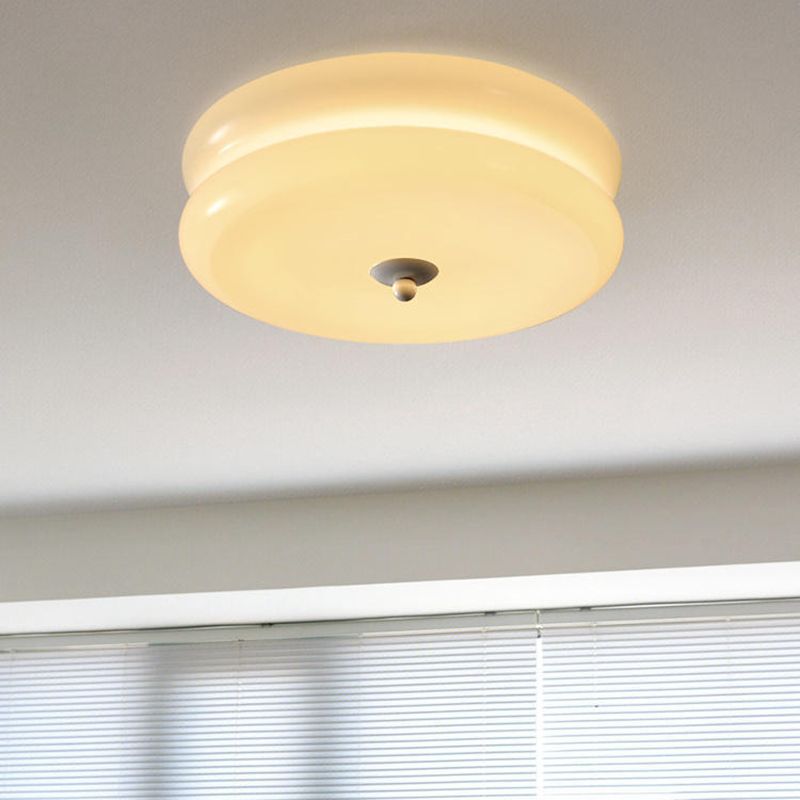 Unique Shape Flush Ceiling Lights Modern Glass Flush Mount Lighting in White Finish