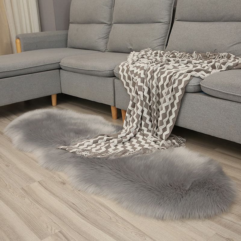 Simple Area Carpet Modern Solid Color Polyester Carpet Non-Slip Backing Shag Rug for Living Room