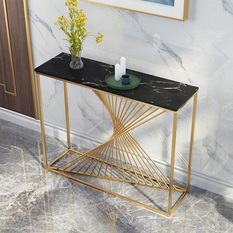 12 inch Wide Glam Console Table in White/Black Abstract Console Table