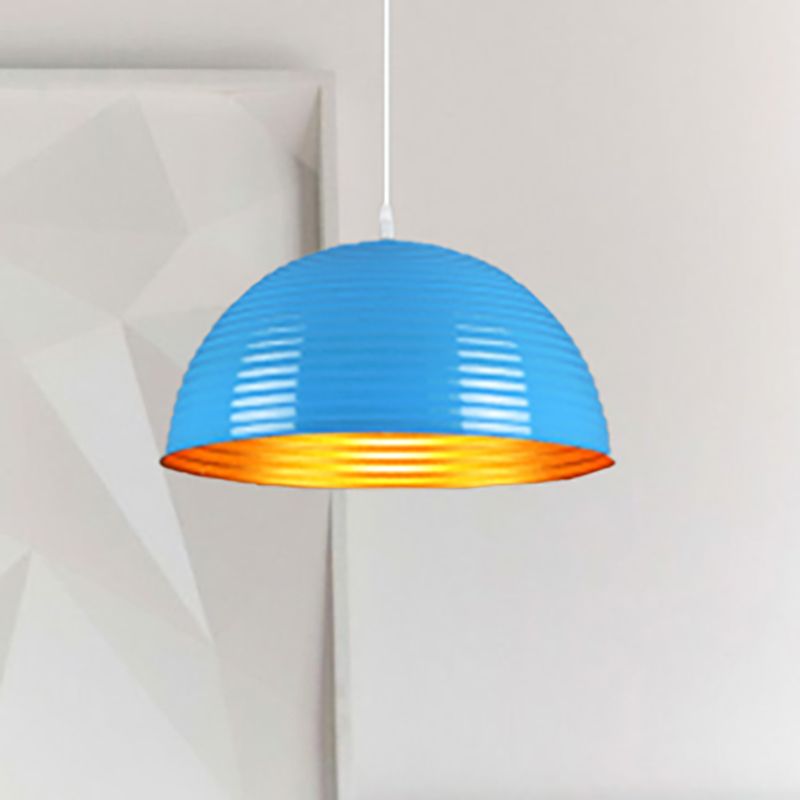 Dome Shade Pendant Light avec Ruffle Contemporary Metal Single Head Red / Jaune / Blue Pendant Light, 12 "/ 16" /19,5 "de large