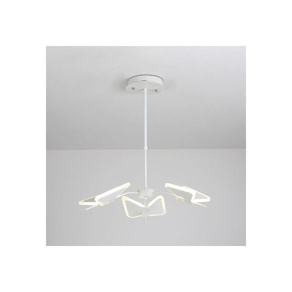 3/6/8 Lights Bedroom Chandelier with Butterfly Acrylic Shade Gold/White Hanging Ceiling Pendant