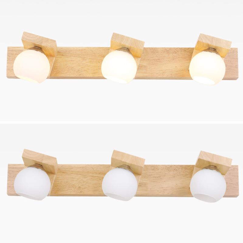 Iluminación de pared de baño esférica Iluminación de madera Simplicidad estilo Luz de luz en madera