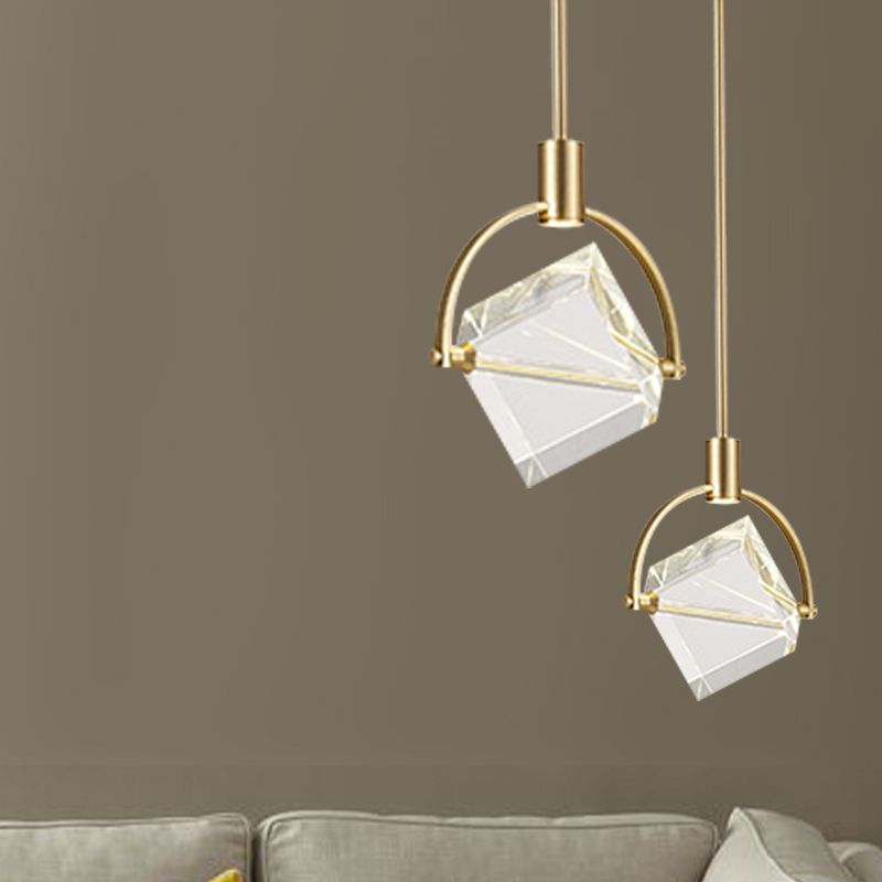 Kit de lampe suspendue cubique en verre clair