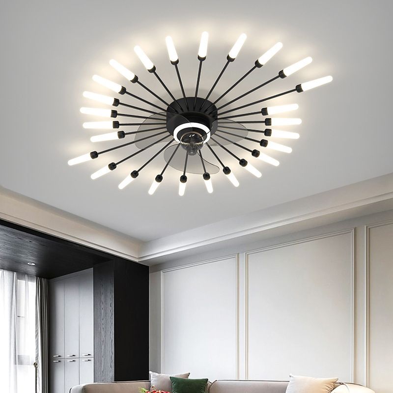 Modern 18/26-Light Ceiling Fan Lamp Black/Golden LED Ceiling Fan Light for Living Room