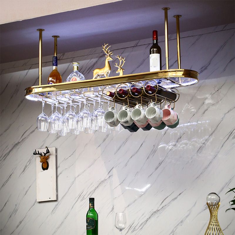 Stainless Steel Wine Holder Rack Modern Hanging Wine Rack Holder in Gold