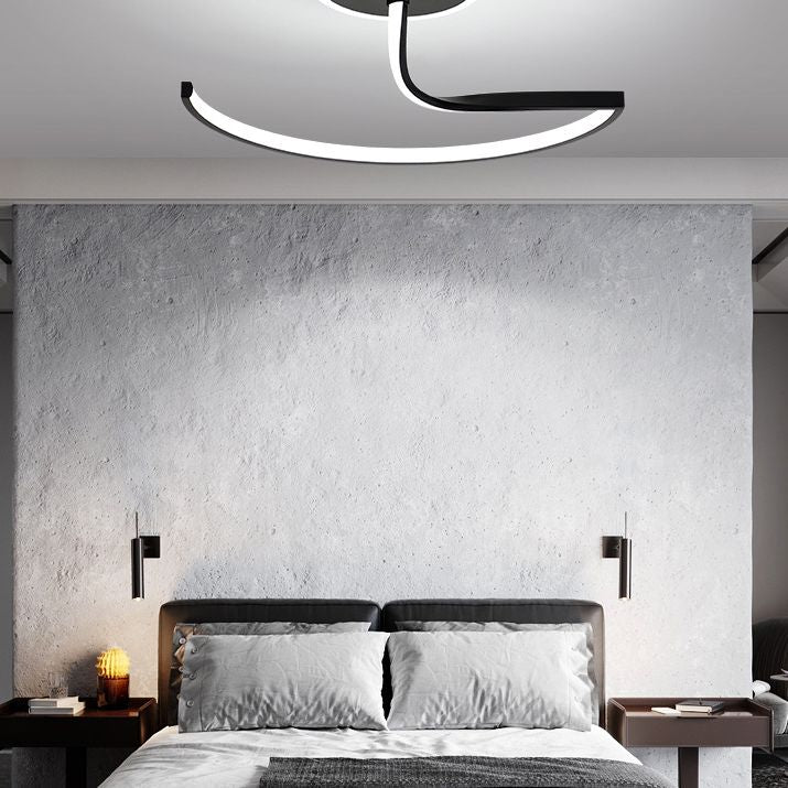 Linear Semi Flush Mount Light Modern Minimalist Metal LED Ceiling Flush Mount for Hallway