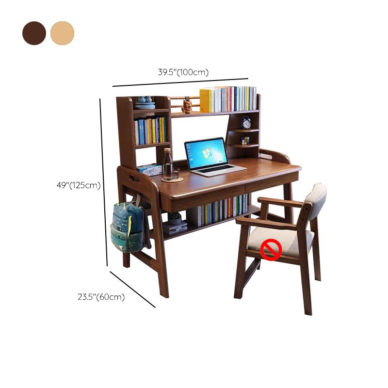 Solid Wood Writing Desk with Drawers Adjustable Kids Desk and Chair