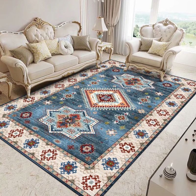 Multicolor Retro Indoor Rug Polyester Symmetrical Print Rug Easy Care Indoor Rug for Living Room