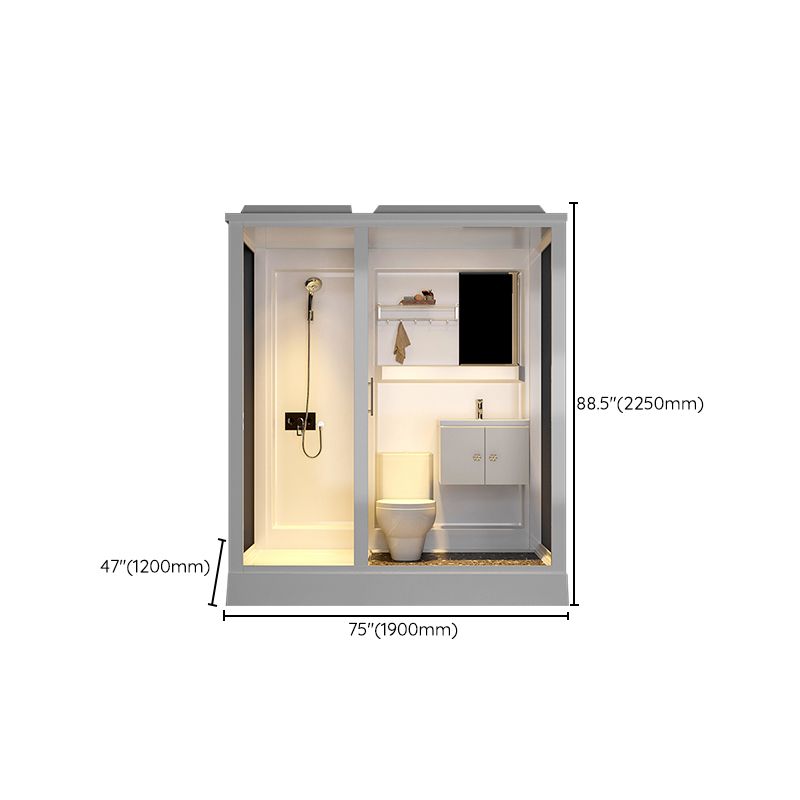 Contemporary Rectangle Shower Stall Clear Framed Shower Stall with Ceiling