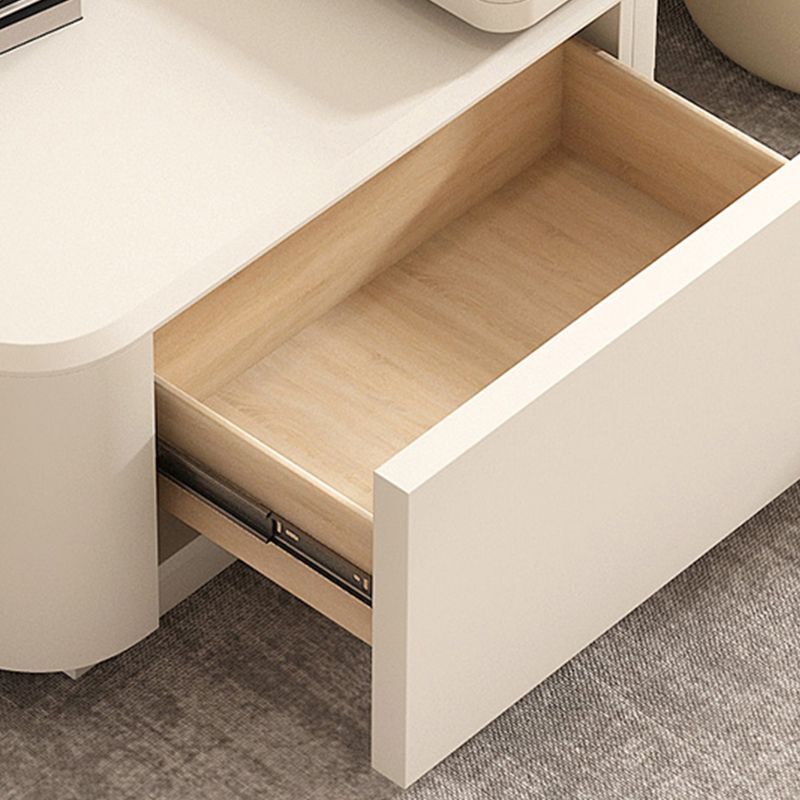 White TV Stand Console Contemporary Media Console with Drawers