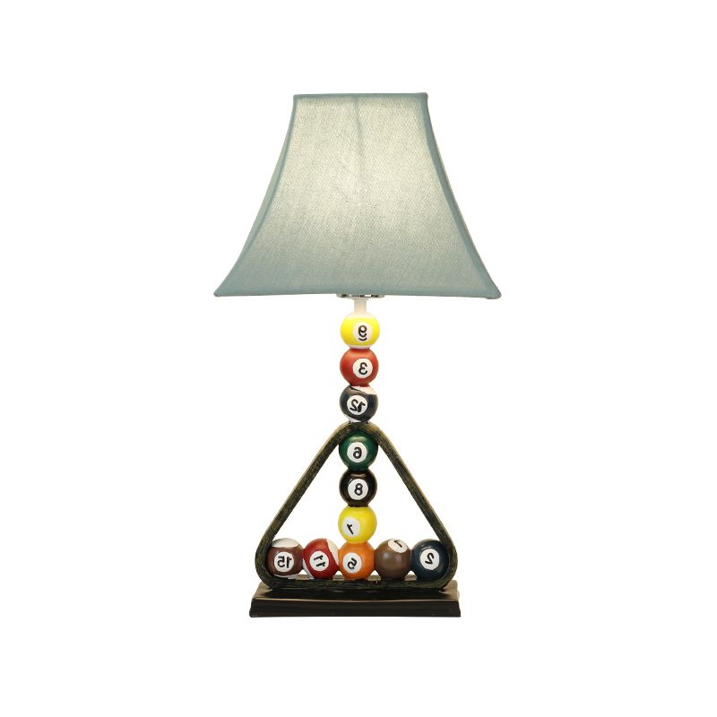 Blue Flared Study Lighting Kids 1-Light Fabric Reading Book Light with Billiard Ball Decor