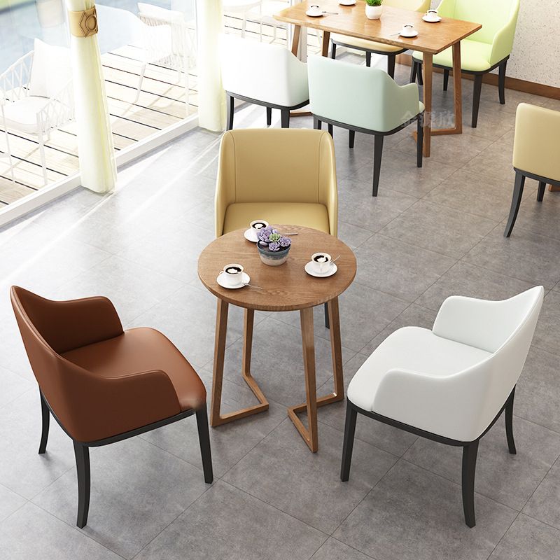 Modern Metal Dining Arm Chair Upholstered Side Chair for Dining Room