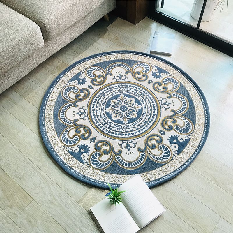 Western Living Room Rug Multi-Color Floral Pattern Area Carpet Polyster Anti-Slip Backing Washable Rug