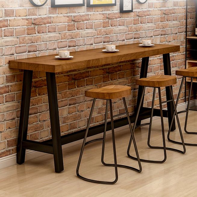 Industrial Dining Table Wooden Bar Counter Table for Kitchen