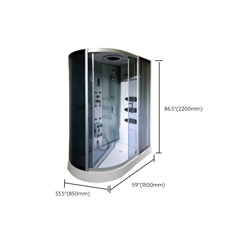 Round Double Sliding Tub & Shower Kit Corner Tempered Glass Tub & Shower Kit