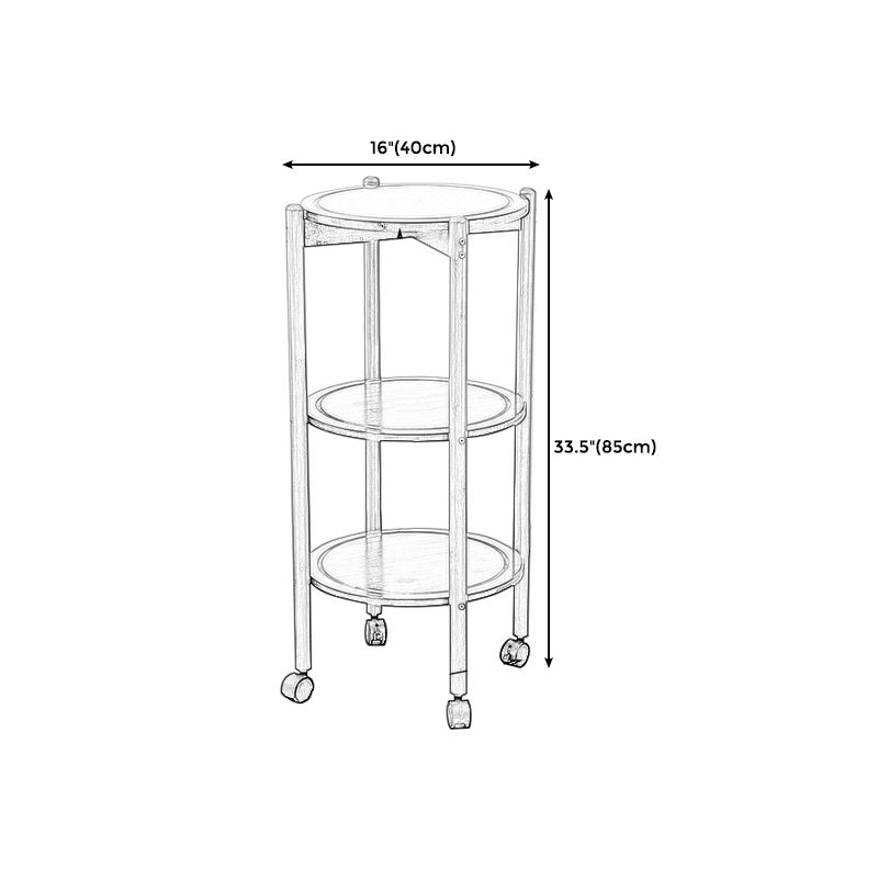 Modern Round Wood Side Table with 4 Legs and Storage for Living Room