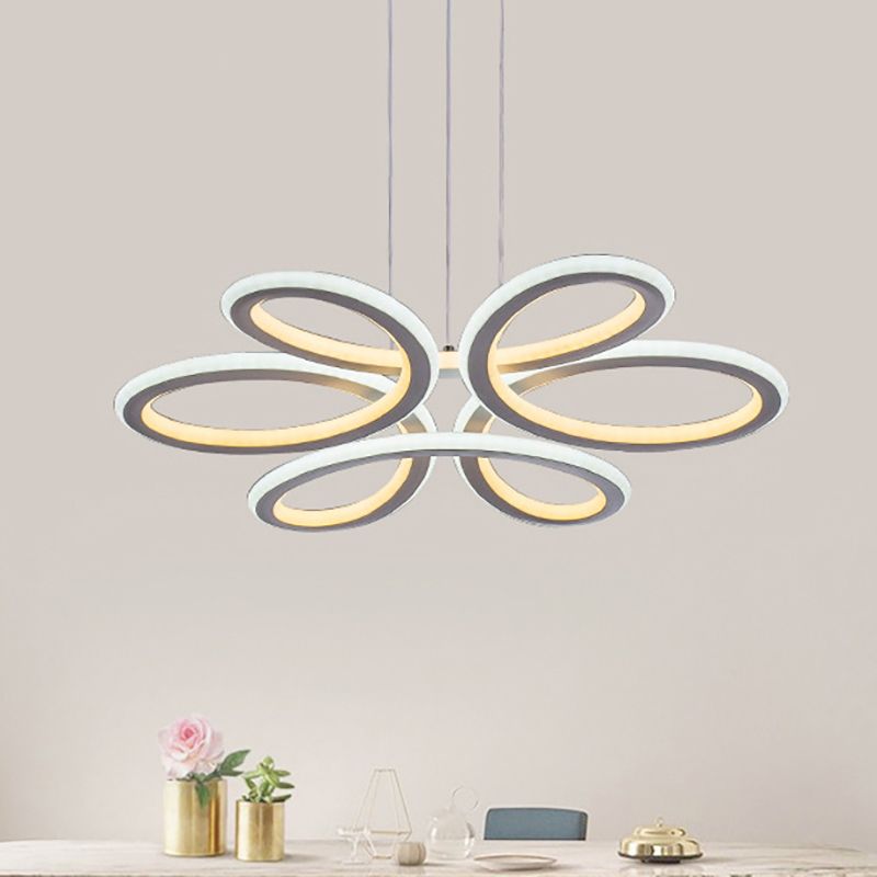 Contemporary Petals Acrylic Chandelier LED Drop Pendant in Warm/White Light for Dining Room