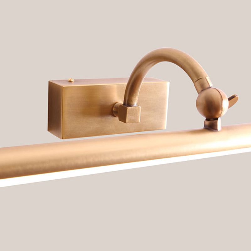 Metal Linear Shade Wall Sconce Modern 1 Light Mirror Wall Lighting Fixtures in Brass