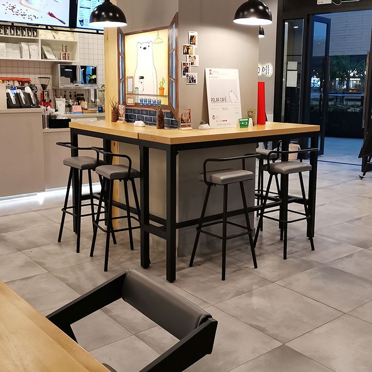 Light Brown Modern Styletable in Solid Wood and Metal Balcony Bar Table