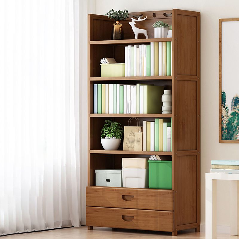 Vertical Contemporary Bamboo Bookcase Open Back Bookshelf for Office