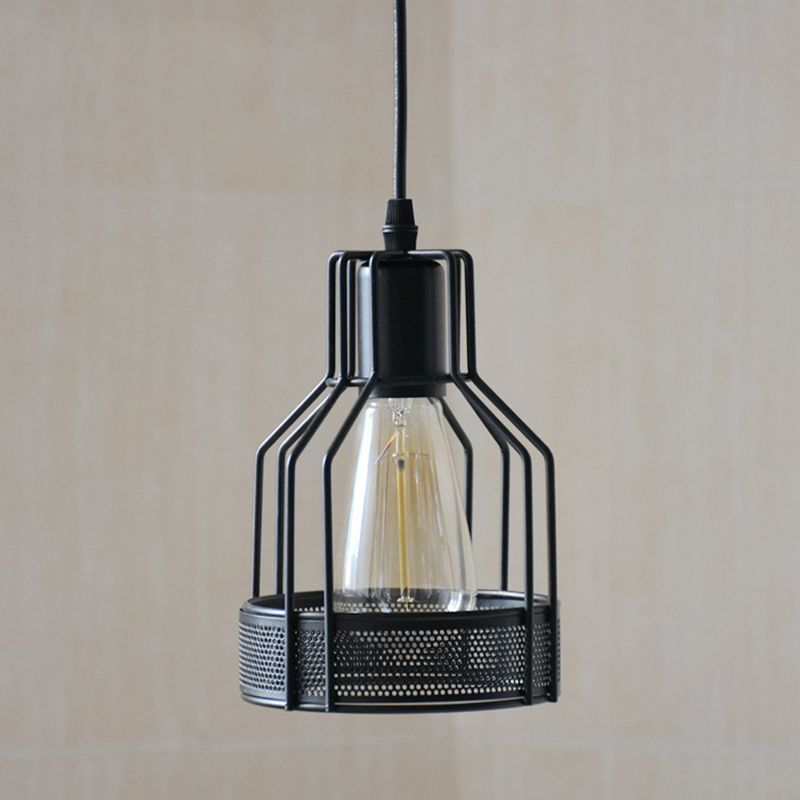 Industrial Classic Single Pendant Light Wrought Iron Hanging Lamp for Interior Spaces