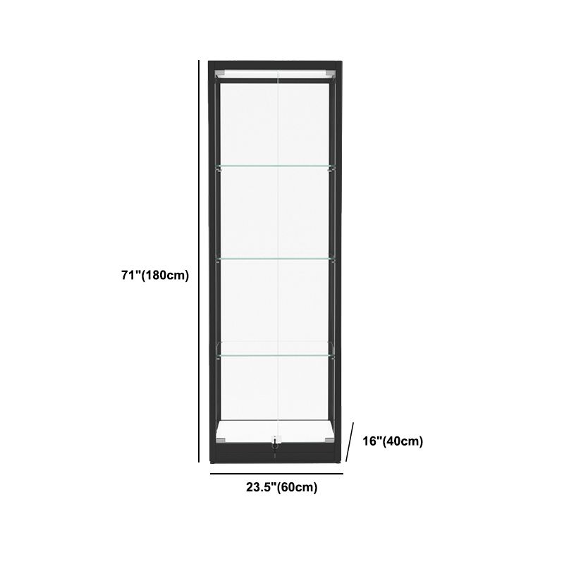 Modern Glass Curio Cabinets Black Display Stand with Adjustable Shelves