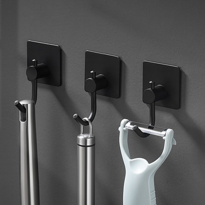 Minimalistic Bathroom Accessory Set Modern Matte Grey Robe Hooks