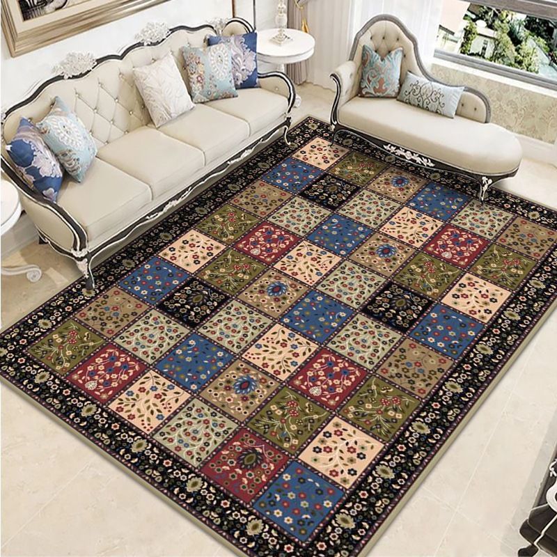 Purple Traditional Rug Polyester Graphic Rug Non-Slip Backing Rug for Living Room