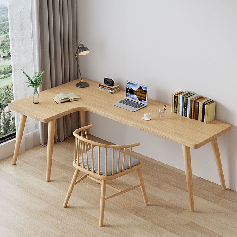 Solid Wood L-Shape Writing Desk Modern&Contemporary Laptop Table