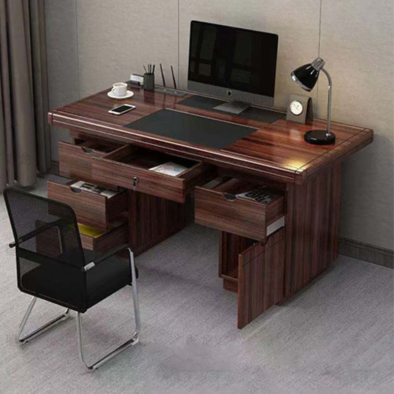 Rectangular Shaped Office Writing Desk Wood in Brown for Office