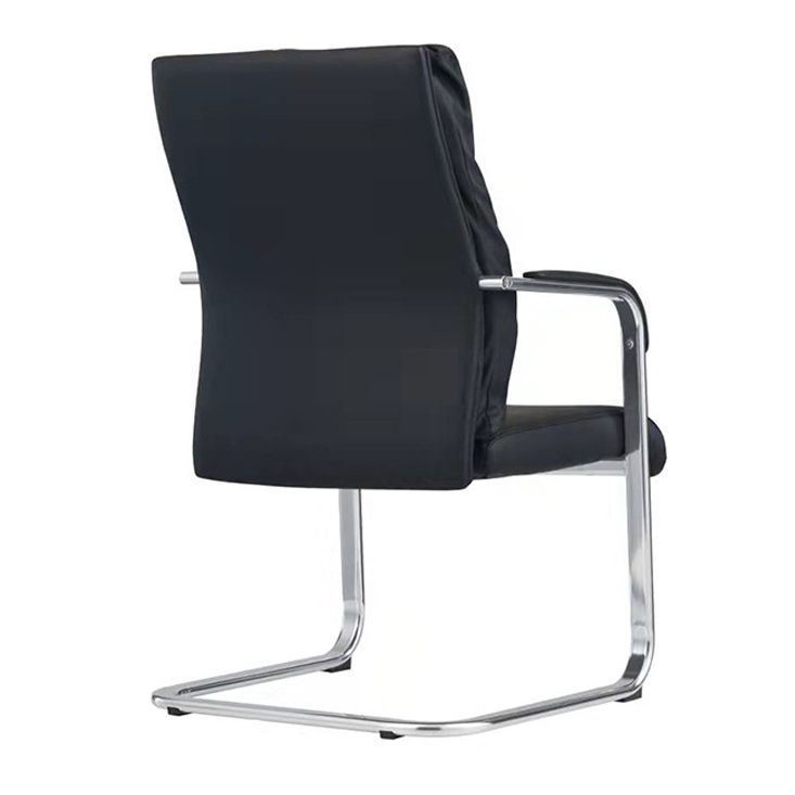 Contemporary Arm Chair Fixed Arms No Wheels Black Leather High Back Chair