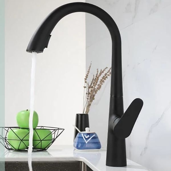 Modern Bar Faucet Brass with Pull out Sprayer Swivel Spout Bar Prep Kitchen Faucet