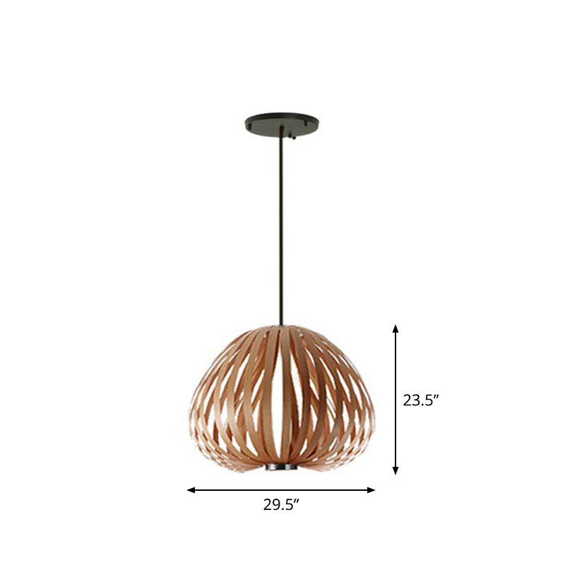 Sphere Restaurant Suspension Éclairage en bois Single-Bulb Pendre minimaliste Kit d'éclairage