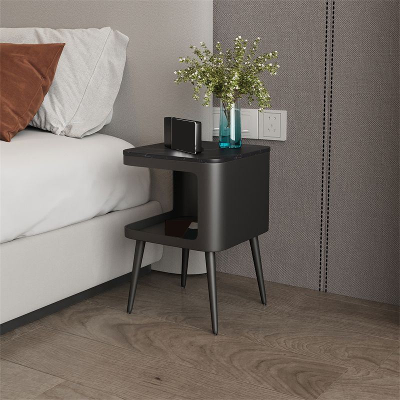 Open Storage Nightstand Contemporary Bed Nightstand for Bedroom