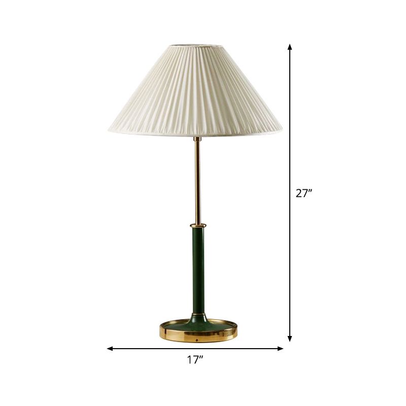 Metal Empire Shade Table Lighting Modern 1 Light White Fabric Night Lamp for Living Room