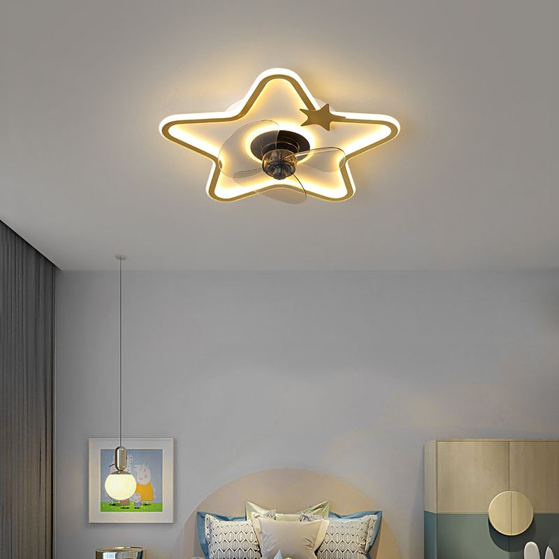 Modern Style Ceiling Fan Light LED Ceiling Mount Lamp with Acrylic Shade for Bedroom