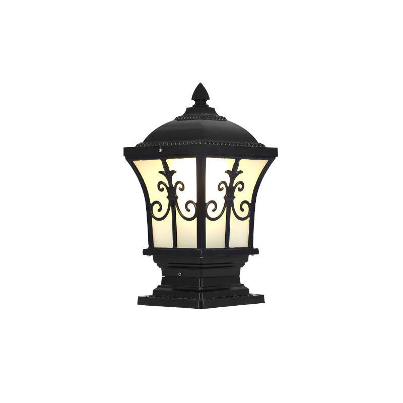 Acrylic Flared Shade Pillar Lamp Traditional 1-Light Outdoor Post Lighting Fixture