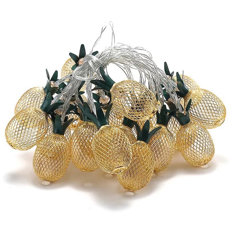 Gold Pineapple String Lamp Art Decor Metal LED Festive Light for Bedroom
