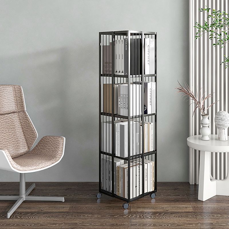 Modern & Contemporary Metal Shelf Open Back Bookcase with Caster